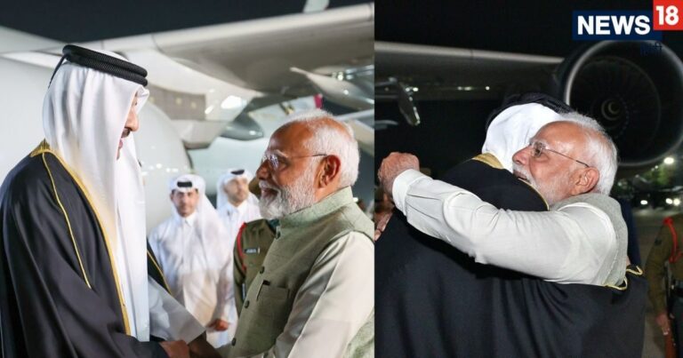 प्रधानमंत्री मोदी ने कतर के अमीर शेख तमीम का दिल्ली में स्वागत किया