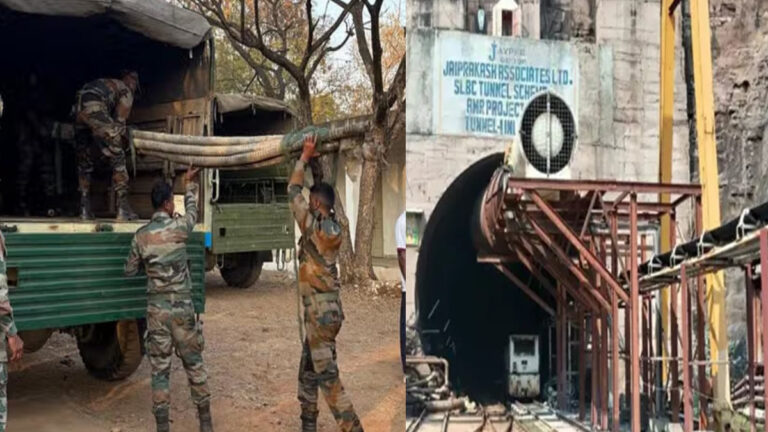 तेलंगाना सुरंग हादसा: फंसे लोगों से कोई संपर्क नहीं; बचाने में जुटी सेना और NDRF | Telangana tunnel accident: No contact with trapped people; Army and NDRF engaged in rescue