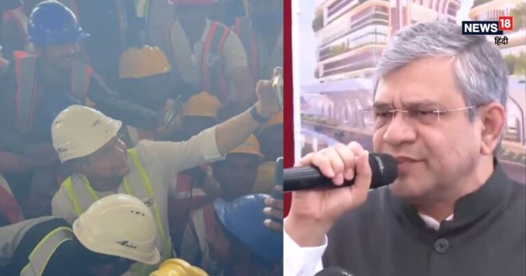 माथे पर हेलमेट, शरीर पर सेफ्टी जैकेट, जब मजदूर बन वर्कर्स के बीच जमीन पर बैठे रेल मंत्री