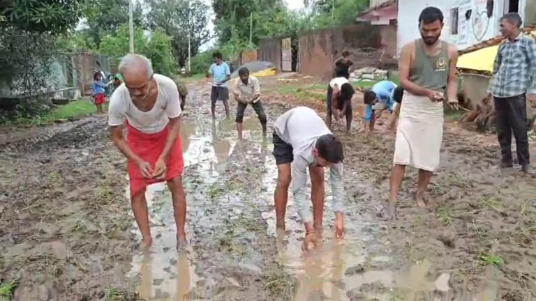 बीच सड़क पर रोप दिया धान… सालों से कर रहे रोड बनाने की मांग, विरोध का तरीका देख हर कोई हैरान – paddy was planted in middle of road in shahdol demand for road construction has been going on for years