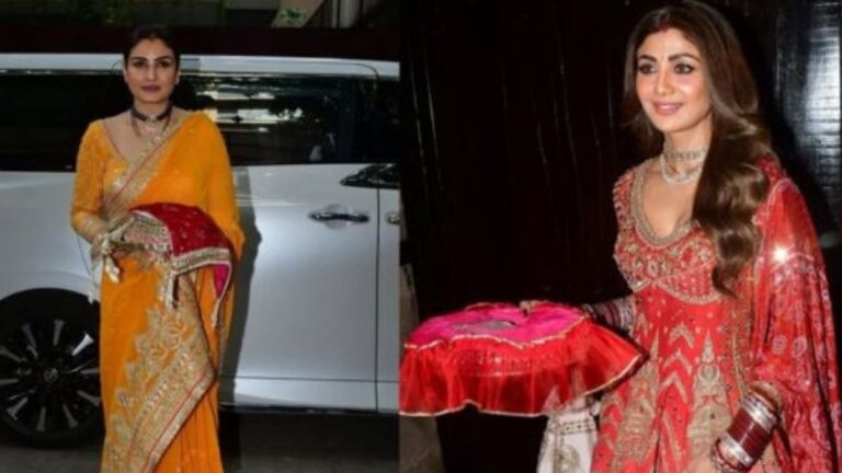 Karwa Chauth पर किस एक्ट्रेस ने पहना सबसे खास Outfit? देखें Raveena Tandon से लेकर Mira Rajput तक का लुक | Karwa Chauth 2025 Shilpa Shetty Raveena Tandon Mira Rajput shine bright in glamorous ethnic looks