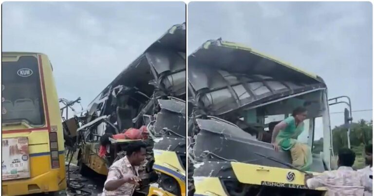 तमिलनाडु में दर्दनाक सड़क हादसा, आमने-सामने टकराईं दो बसें, 8 महिलाओं सहित 12 ने मौके पर ही तोड़ा दम