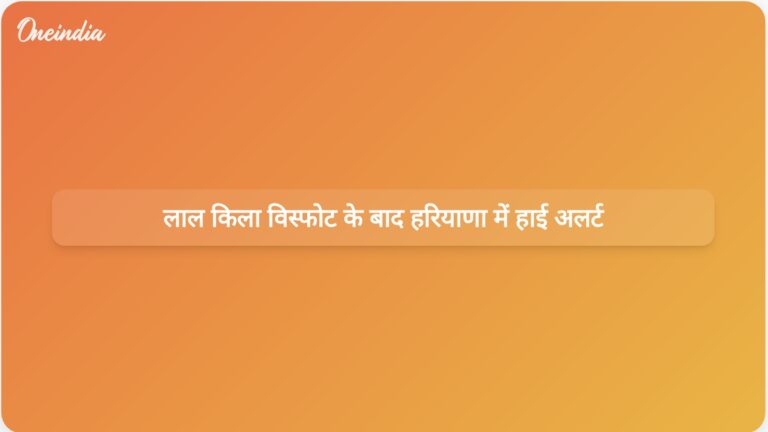 लाल किले में हुए घातक विस्फोट में आठ लोगों की मौत के बाद हरियाणा में हाई अलर्ट जारी | लाल किला विस्फोट की घटना के बाद हरियाणा में हाई अलर्ट
