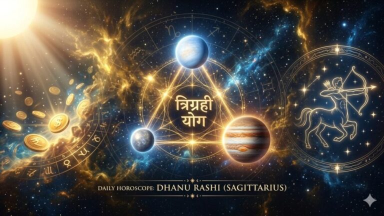 aaj ka Dhanu rashifal 29 may 2026 Sagittarius horoscope in hindi today money gain yoga due to triple planet conjunction