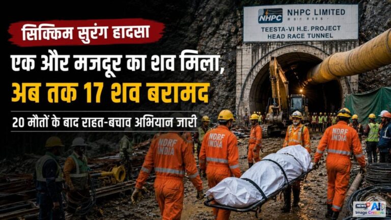 सिक्किम सुरंग हादसा: एक और मजदूर का शव मिला, अब तक 17 की मौत की हुई पुष्टि, रेस्क्यू ऑपरेशन जारी